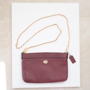 Coach Polly C3376 Rouge Pebbled Leather Crossbody Handbag Shoulder